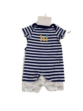 Tahari Baby Two-Piece Romper Set 3-6 Months Dinosaur & Striped Prints